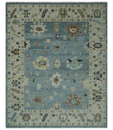 Hand Knotted Silver and Beige Traditional Oushak Vintage Wool Rug