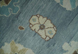 Hand Knotted Silver and Beige Traditional Oushak Vintage Wool Rug