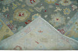 Antique look Hand Knotted Silver and Beige Traditional Oushak Wool Area Rug