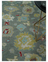 Antique look Hand Knotted Silver and Beige Traditional Oushak Wool Area Rug