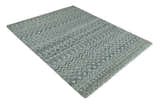 Hand Knotted Blue, Beige and Camel Modern Contemporary Southwestern Tribal Trellis Recycled Silk Area Rug
