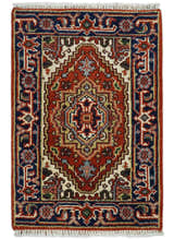 Hand Knotted Brown, Ivory and Blue Traditional Heriz Multi size Hand knotted Wool Area Rug