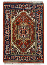 Hand Knotted Brown, Ivory and Blue Traditional Heriz Multi size Hand knotted Wool Area Rug