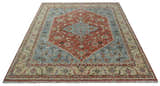 8x10 Antique look Traditional Floral Gray, Rust and Beige Hand knotted wool Area Rug