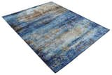 8x10 Blue, Beige and Brown Modern Abstract Hand Knotted wool and bamboo Silk Area Rug