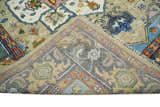Ivory, Beige, Blue and Charcoal Traditional Heriz Hand Knotted Multi Size wool Area Rug