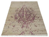 8x10 Camel and Purple Antique Style, Abstract Hand Knotted Low pile Wool Area Rug