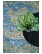 8x10 Fine Hand Knotted Beige and Blue Modern Abstract Style Antique Wool and Silk Area Rug | AGR37