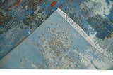 8x10 Fine Hand Knotted Beige and Blue Modern Abstract Style Antique Wool and Silk Area Rug | AGR43