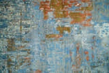 8x10 Fine Hand Knotted Beige and Blue Modern Abstract Style Antique Wool and Silk Area Rug | AGR43