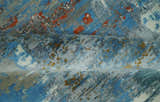8x10 Fine Hand Knotted Beige and Blue Modern Abstract Style Antique Wool and Silk Area Rug | AGR43