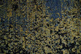 8x10 Fine Hand Knotted Beige, Black and Blue Modern Abstract Style Antique Wool and Silk Area Rug | TRDCP629810