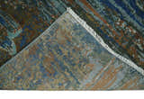 8x10 Fine Hand Knotted Blue and Brown Modern Abstract Wool Area Rug | AGR42
