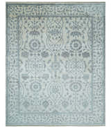 8x10 Fine Hand Knotted Blue, Gray and Brown Traditional Turkish Style Antique Bamboo Silk Rug | TRDCP503810