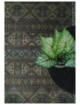8x10 Fine Hand Knotted Brown and Blue Southwestern Traditional Antique Area Rug | AGR41