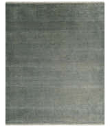 8x10 Fine Hand Knotted Charcoal and Silver Traditional Vintage Persian Style Antique Wool and Silk Rug | TRDCP665810