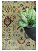 8x10 Fine Hand Knotted Ivory and Blue Traditional Vintage Style Mahal Antique Wool Rug | TRDCP492810