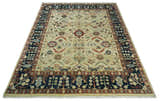 8x10 Fine Hand Knotted Ivory and Blue Traditional Vintage Style Mahal Antique Wool Rug | TRDCP492810