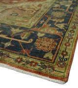 8x10 Gold, Rust and Charcoal Heriz Serapi Traditional Vintage Turkish Style Antique Look Hand Knotted Wool Area Rug | N361810