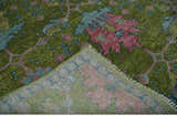 Ready to Ship Green, Blue and Peach Hand Knotted Vibrant Donegal Floral Wool Rug