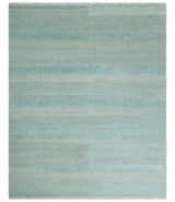 8x10 Hand Knotted Blue and Ivory Modern Geometric Trellis Scandinavian Wool Area Rug | TRDCP931810