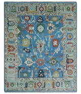 8x10 Hand Knotted Blue and Silver Traditional Persian Oushak Wool Rug | TRDCP980810
