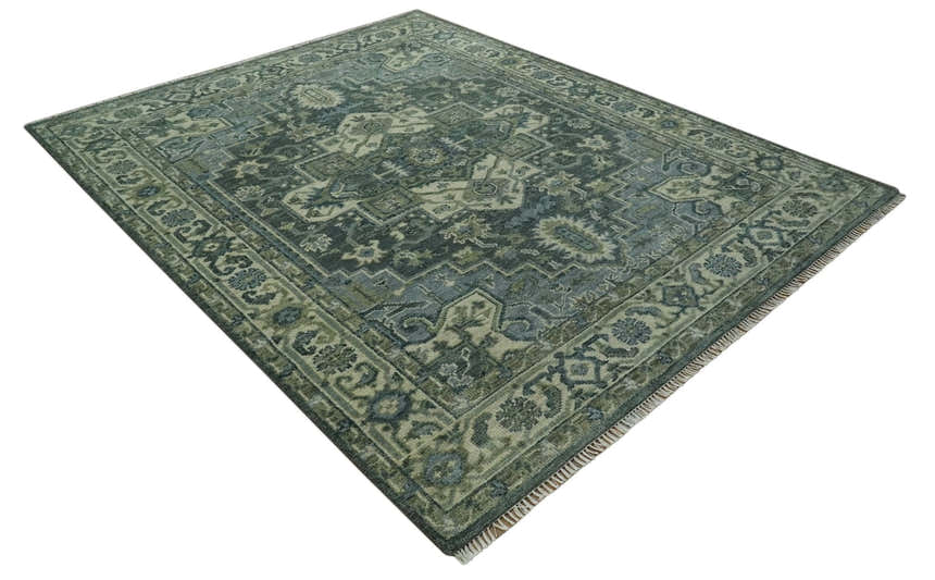 Hand Knotted Ivory, and Shades of Gray Traditional Custom made wool rug