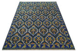 Hand Knotted Blue, Gold and Moss Green Vintage Style Custom Made wool Area Rug