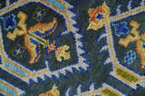 Hand Knotted Blue, Gold and Moss Green Vintage Style Custom Made wool Area Rug
