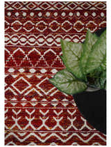 8x10 Hand Knotted Rust, Gold and White Modern Contemporary Southwestern Tribal Trellis Recycled Silk Area Rug