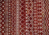 8x10 Hand Knotted Rust, Gold and White Modern Contemporary Southwestern Tribal Trellis Recycled Silk Area Rug