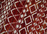 8x10 Hand Knotted Rust, Gold and White Modern Contemporary Southwestern Tribal Trellis Recycled Silk Area Rug
