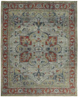 Distressed finished Beige and Brown Traditional Heriz Hand Knotted Wool Area Rug