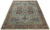Distressed finished Beige and Brown Traditional Heriz Hand Knotted Wool Area Rug