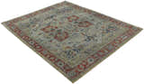 Distressed finished Beige and Brown Traditional Heriz Hand Knotted Wool Area Rug