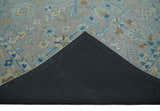 8x10 Hand Tufted Gray, Beige and Accent Blue Traditional Herati Design Wool Rug