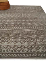 8x10 Hand Tufted Ivory and Bronze Stripes Pattern Rug Multi Size Living Room and Bedroom Rug | TRD6530810S
