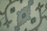 Richmond Custom Made Ivory and Olive Hand Knotted Oushak Wool Rug