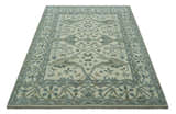 Richmond Custom Made Ivory and Olive Hand Knotted Oushak Wool Rug