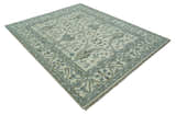 Richmond Custom Made Ivory and Olive Hand Knotted Oushak Wool Rug