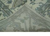 Richmond Custom Made Ivory and Olive Hand Knotted Oushak Wool Rug