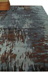 8x11 Gray, Silver and Brown Modern Abstract Hand Tufted wool and Art silk Area Rug