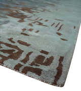 8x11 Gray, Silver and Brown Modern Abstract Hand Tufted wool and Art silk Area Rug