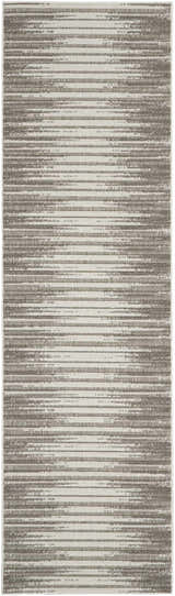 Close-up of the Nourison Key Largo Light Grey rug. Contemporary style with horizontal stripe pattern and subtle texture.