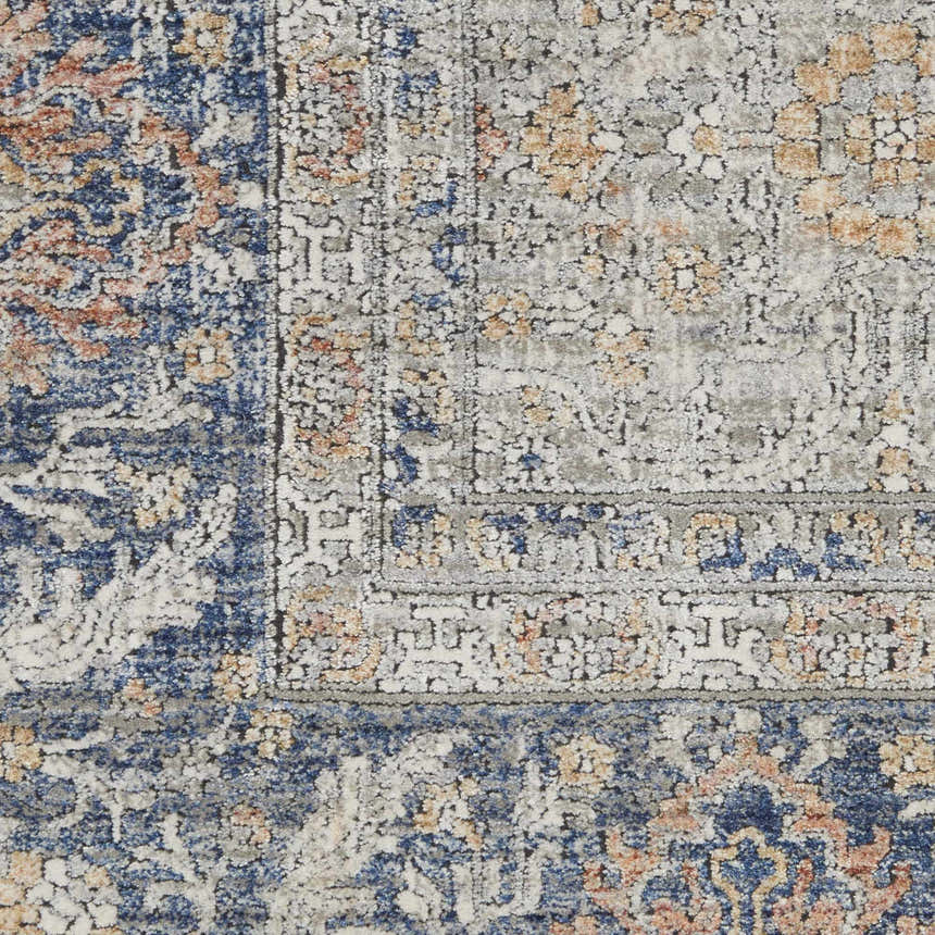 Close-up of the Nourison Starry Nights Grey Vintage Area Rug showing its intricate vintage pattern and texture.