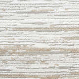 Close-up of the Nourison Dew Silver Beige Rug, featuring a textured low pile and horizontal beige and silver stripes.