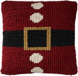 Mina Victory Holiday Pillows Loop Santa Belt Red Indoor Throw Pillow