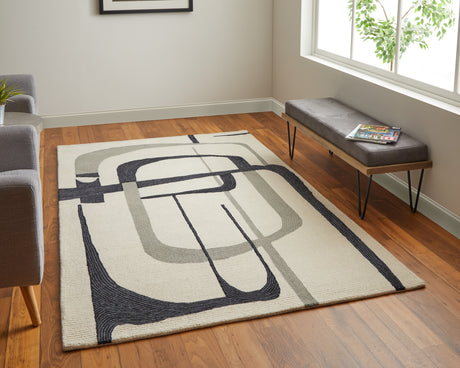 Feizy Maguire Transitional Abstract - Ivory/Gray/Black Area Rug