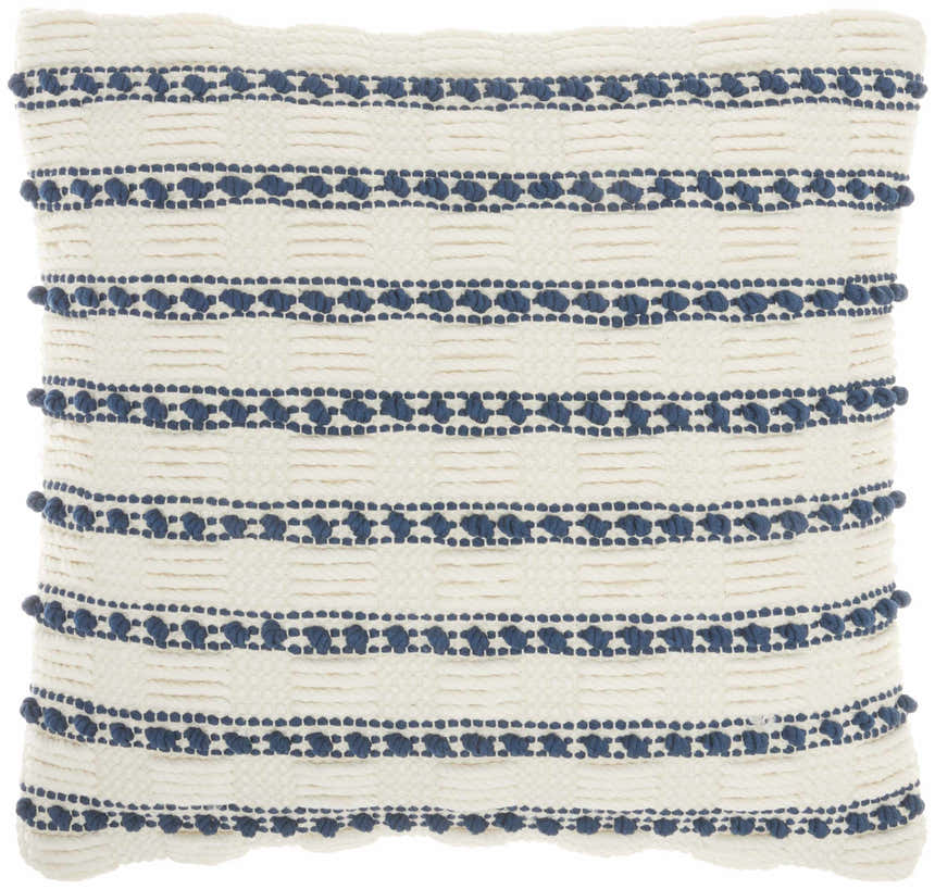 Mina Victory Lifestyle Woven Lines And Dots Navy Indoor Throw Pillow