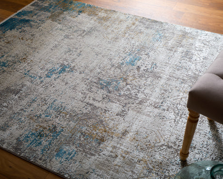 Feizy Cadiz Modern Abstract - Ivory/Blue/Gold Area Rug